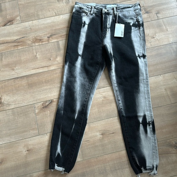 NWT Vervet Haylie High Rise Tie Dyed Crop Skinny Raw-Edge Jeans Black/Grey Sz 29 - Picture 4 of 9